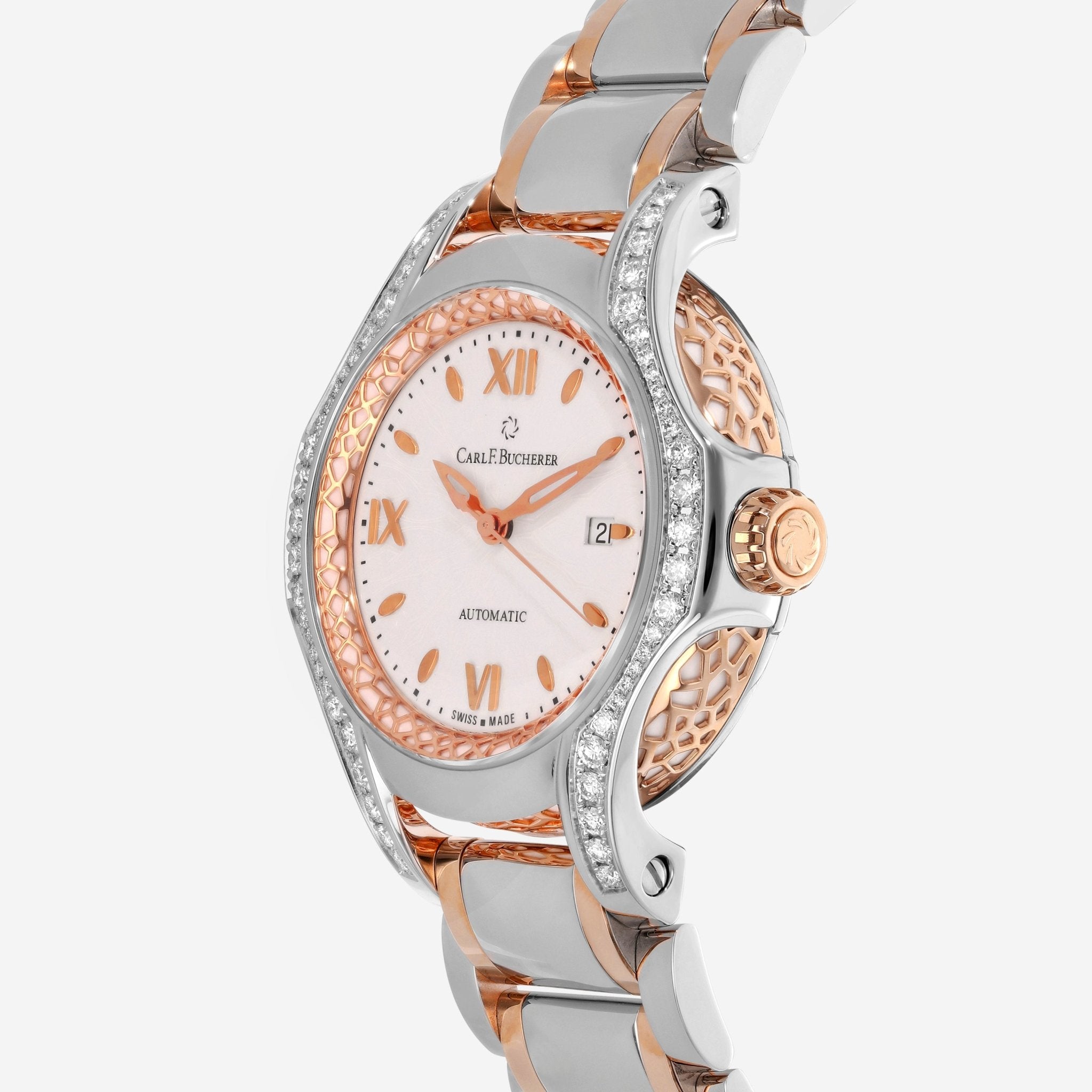 Carl F. Bucherer Pathos Diva Stainless Steel and 18K Rose Gold Automatic Ladies Watch 00.10580.07.25.31.01 THE SOLIST