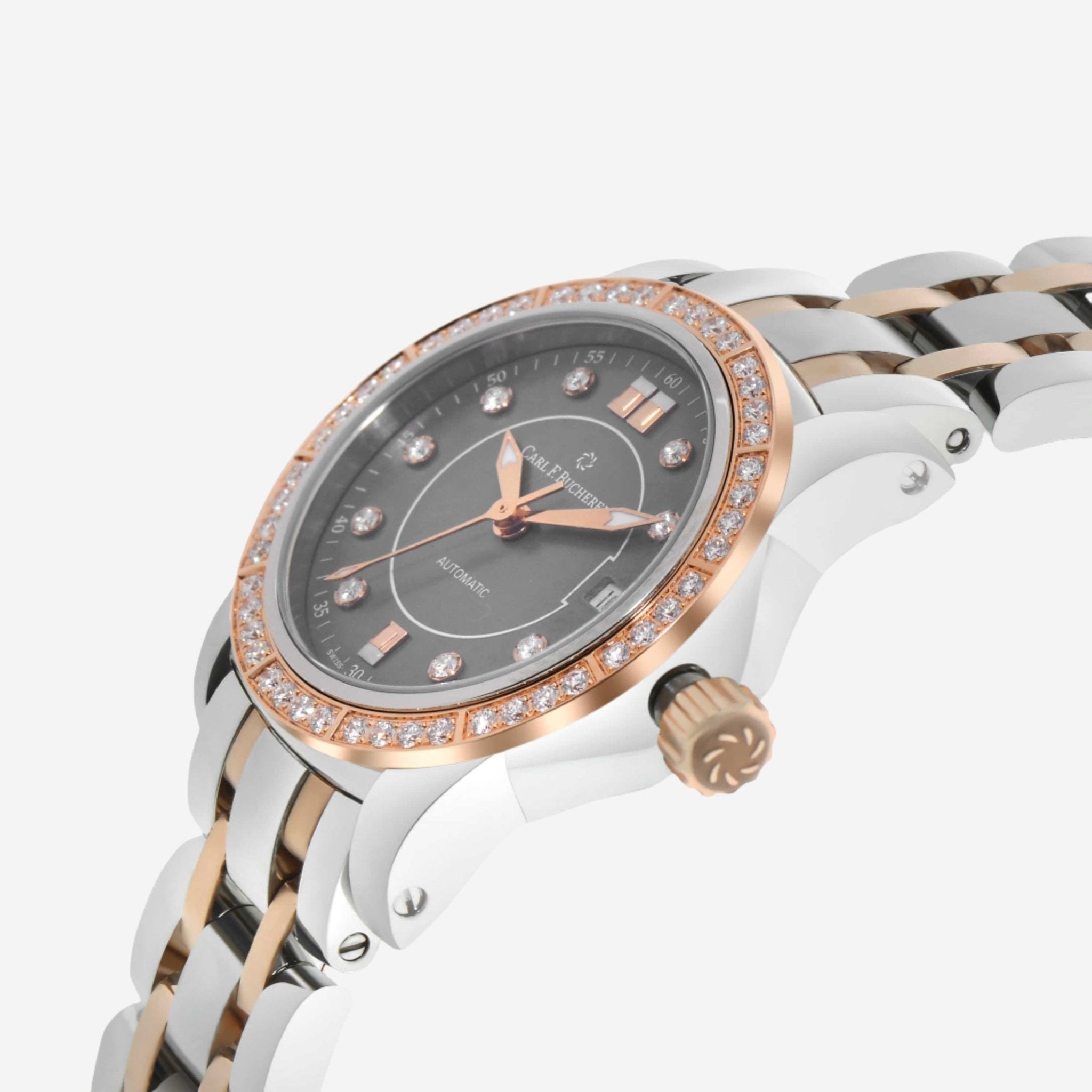 Carl F. Bucherer Patravi Diamond AutoDate Two Tone Automatic Ladies Watch 00.10621.07.87.31 - THE SOLIST - Carl F. Bucherer