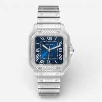 Cartier Santos Medium Steel Diamond Automatic Unisex Watch W4SA0006 - THE SOLIST