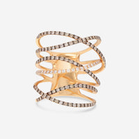 Casato 18K Rose Gold, Brown and White Diamond Highway Ring 391347 - THE SOLIST - Casato