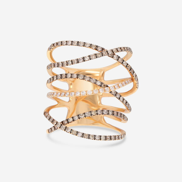 Casato 18K Rose Gold, Brown and White Diamond Highway Ring 391347 - THE SOLIST - Casato