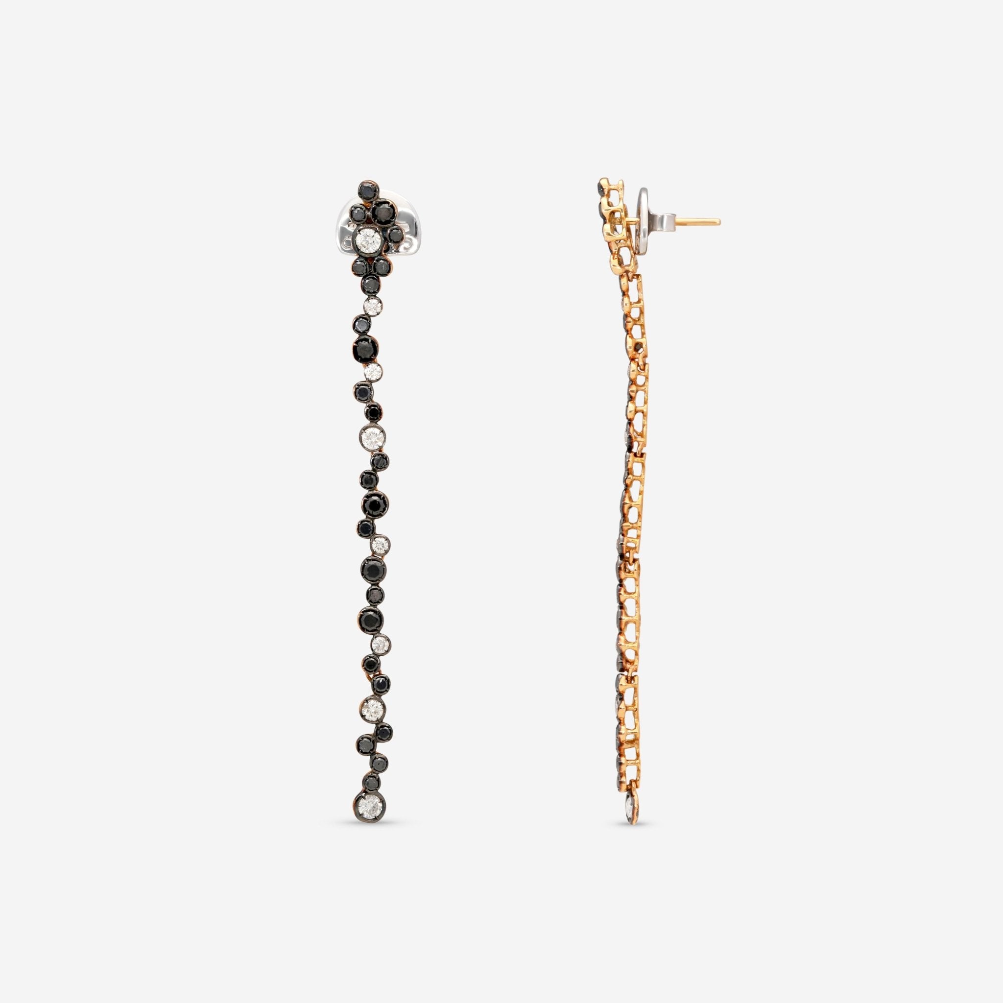 Casato 18K Yellow Gold, Black and White Diamond Duster Earrings 363653 - THE SOLIST - Casato