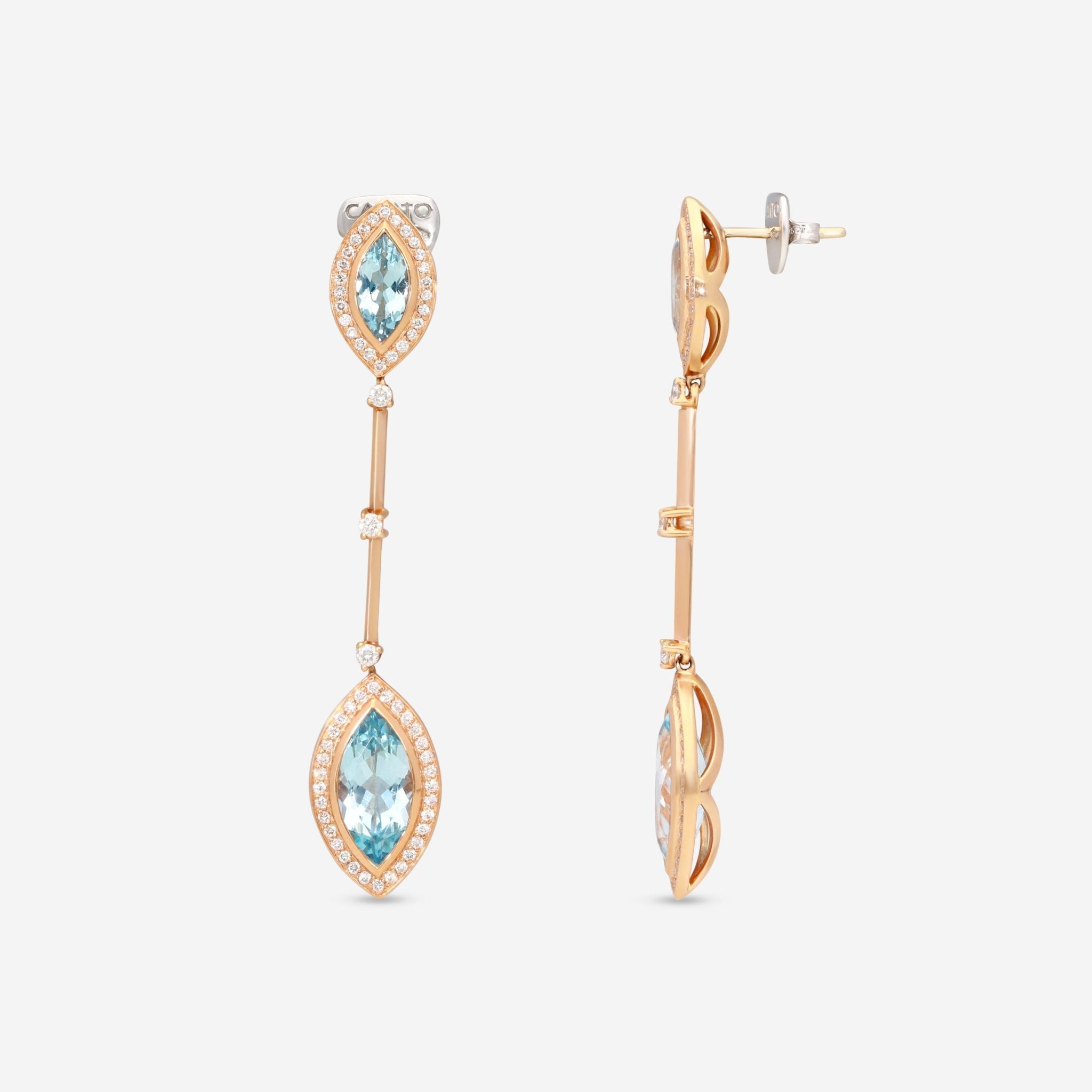 Casato 18K Yellow Gold, Topaz and Diamond 1.07ct. tw. Drop Earrings 98771 - THE SOLIST - Casato