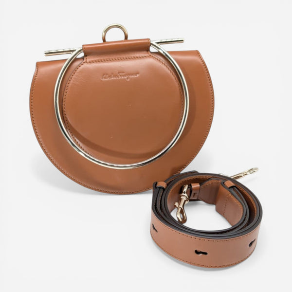 Salvatore Ferragamo Daphne Gancino 691300 Brown Shoulder Bag MSRP $1650 - THE SOLIST