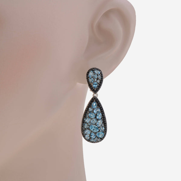 Charles Krypell Roxy Sterling Silver and 14K White Gold, Sapphire 0.87ct. tw. and Blue Topaz Drop Earrings 1 - 607 - RXBT - THE SOLIST - Charles Krypell