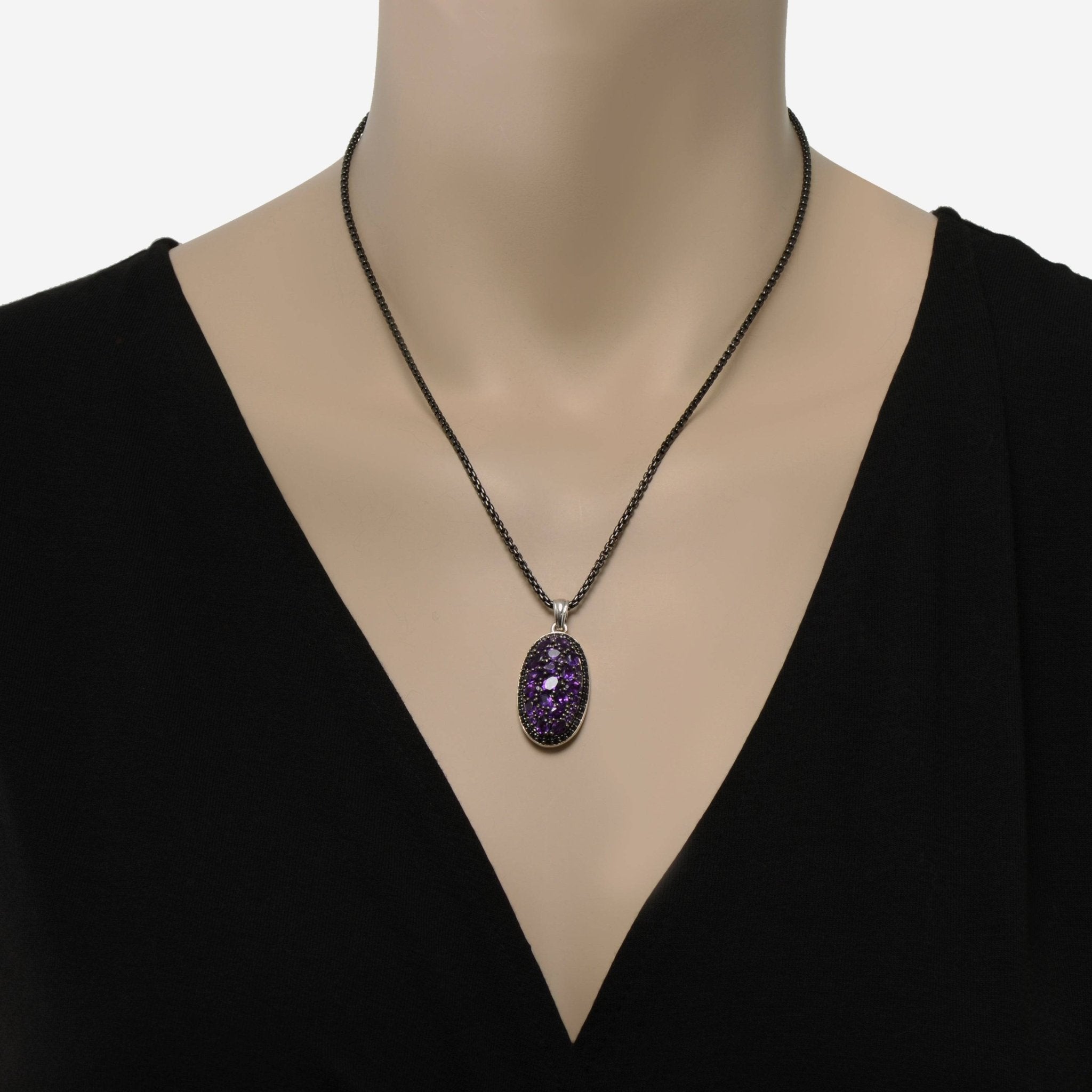 Charles Krypell Roxy Sterling Silver and Black Sapphire 0.62ct. tw. Pendant Necklace 4 - 600 - RXC - THE SOLIST - Charles Krypell