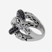 Charles Krypell Sterling Silver and 14K White Gold, Black Sapphire 1.93ct. tw. Statement Ring 3 - 6722 - SBS - THE SOLIST - Charles Krypell