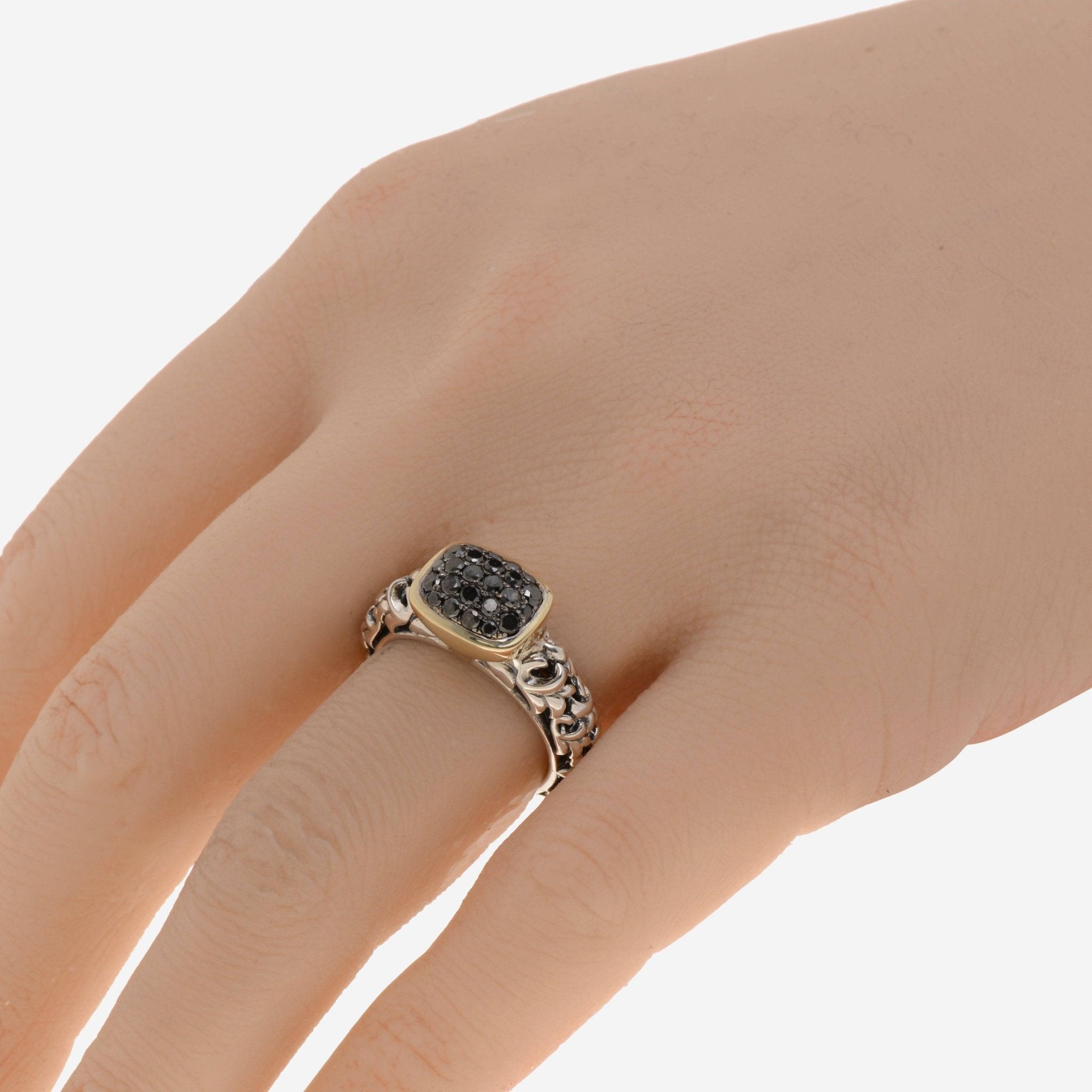 Charles Krypell Sterling Silver and 14k Yellow Gold, Black Diamond 0.65ct. tw. Ring Sz. 6.5 3 - 6507 - SBLKP - THE SOLIST - Charles Krypell