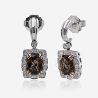 Charles Krypell Sterling Silver and 14K Yellow Gold, Smokey Topaz and White Diamond 0.32ct. tw. Drop Earrings 1 - 6213 - SSTD - THE SOLIST - Charles Krypell