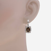 Charles Krypell Sterling Silver and 14K Yellow Gold, Smokey Topaz and White Diamond 0.32ct. tw. Drop Earrings 1 - 6213 - SSTD - THE SOLIST - Charles Krypell