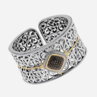 Charles Krypell Sterling Silver and 18K Gold, White Diamond 0.25ct. tw. Cuff Bracelet 5 - 6653 - SBLKP - THE SOLIST - Charles Krypell