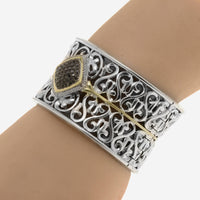 Charles Krypell Sterling Silver and 18K Gold, White Diamond 0.25ct. tw. Cuff Bracelet 5 - 6653 - SBLKP - THE SOLIST - Charles Krypell