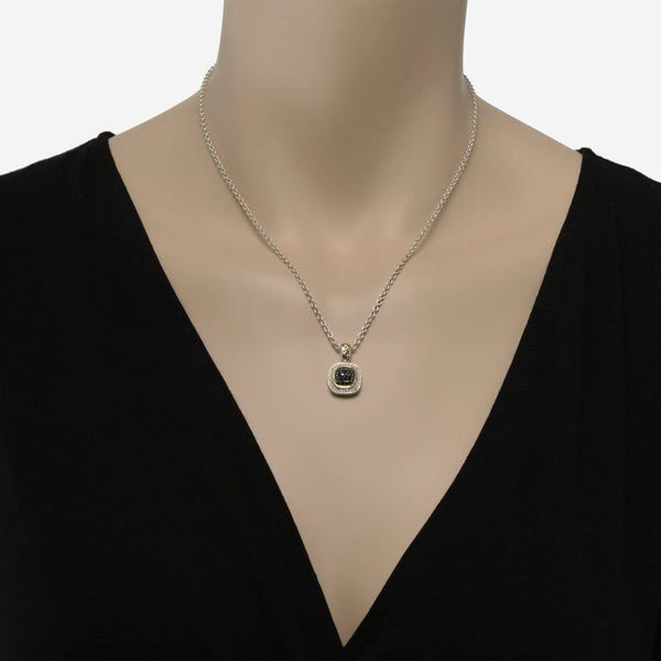 Charles Krypell Sterling Silver and 18k Yellow Gold, Black and White Diamonds 0.50ct. tw. Pendant Necklace 4 - 6463 - SBLKP - THE SOLIST - Charles Krypell