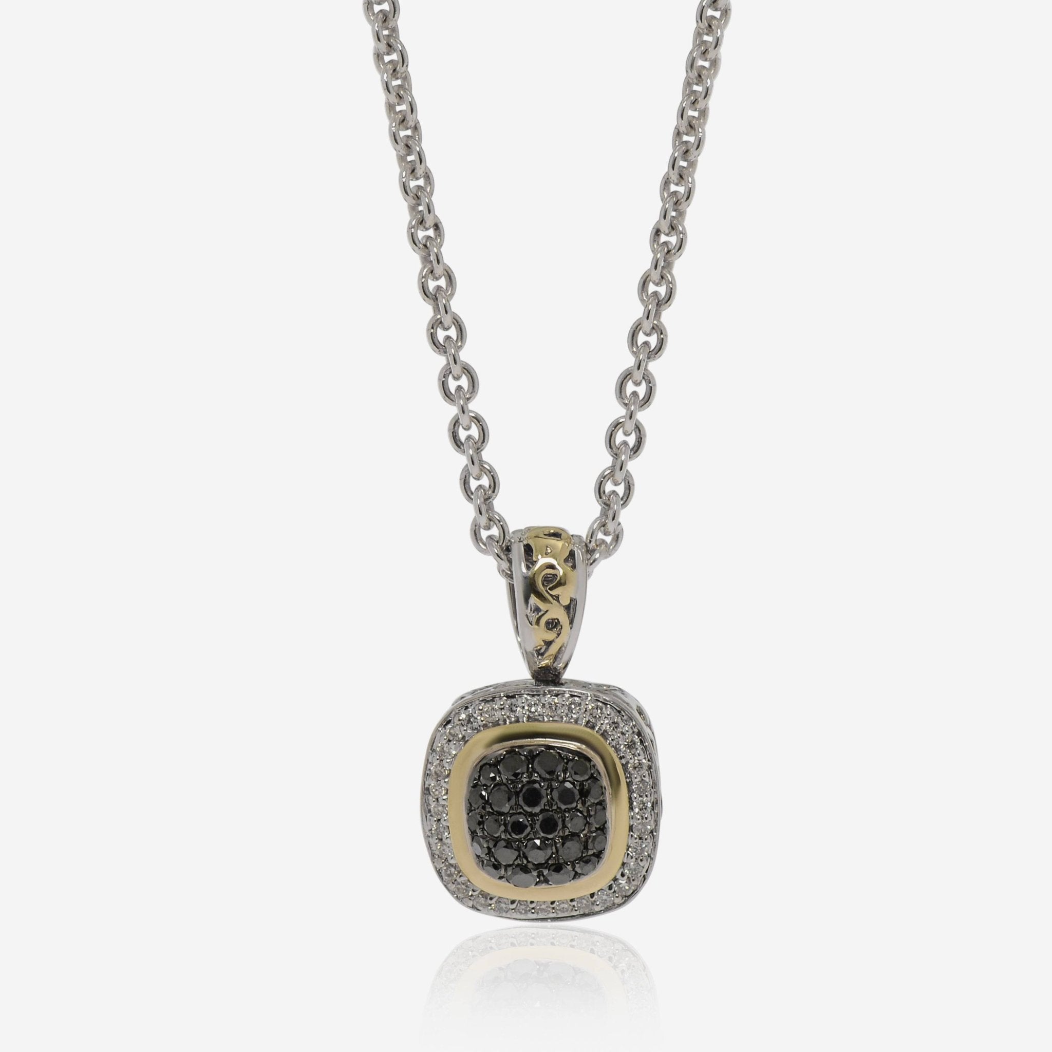 Charles Krypell Sterling Silver and 18k Yellow Gold, Black and White Diamonds 0.50ct. tw. Pendant Necklace 4 - 6463 - SBLKP - THE SOLIST - Charles Krypell