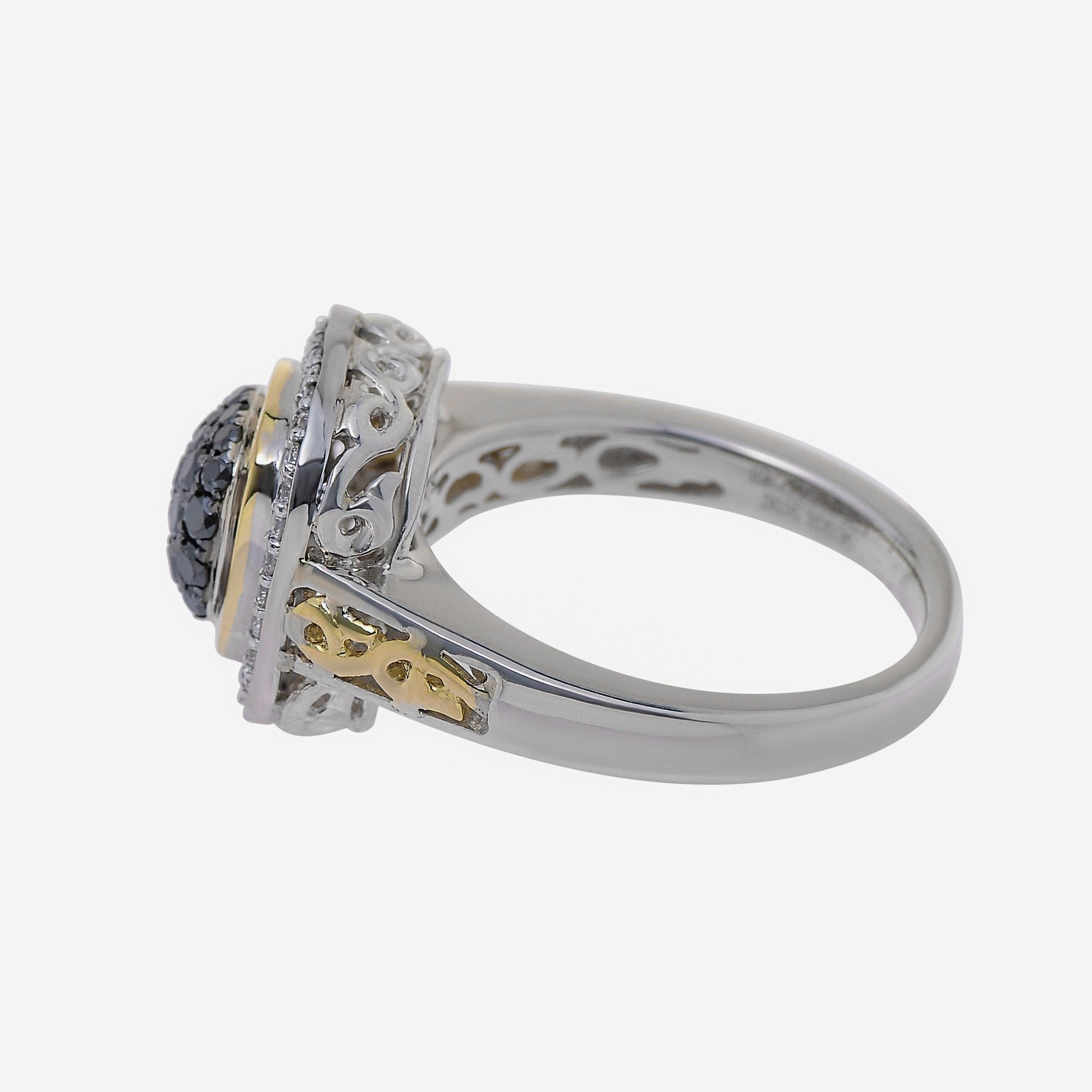 Charles Krypell Sterling Silver and 18K Yellow Gold, Black Diamond 0.35ct. tw. and White Diamond Band Ring 3 - 6463 - SBLKP - THE SOLIST - Charles Krypell