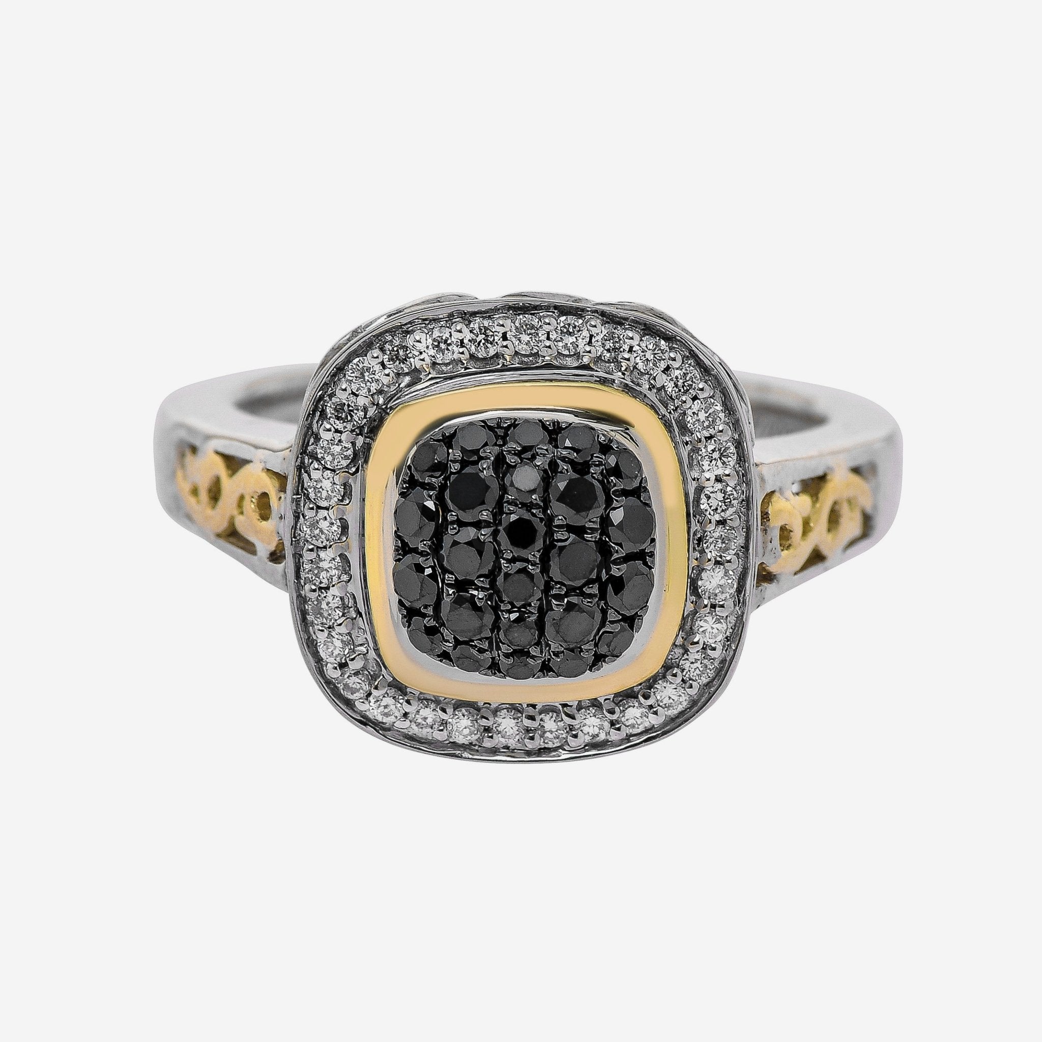 Charles Krypell Sterling Silver and 18K Yellow Gold, Black Diamond 0.35ct. tw. and White Diamond Band Ring 3 - 6463 - SBLKP - THE SOLIST - Charles Krypell