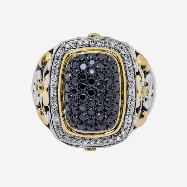 Charles Krypell Sterling Silver and 18K Yellow Gold, Black Diamond 0.95ct. tw. and White Diamond 0.25ct. tw. Statement Ring 3 - 6442 - SBLKP - THE SOLIST - Charles Krypell