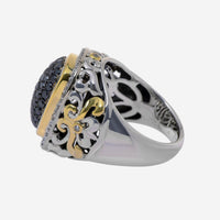 Charles Krypell Sterling Silver and 18K Yellow Gold, Black Diamond 0.95ct. tw. and White Diamond 0.25ct. tw. Statement Ring 3 - 6442 - SBLKP - THE SOLIST - Charles Krypell