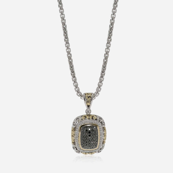 Charles Krypell Sterling Silver and 18K Yellow Gold, Black Diamond 1.00ct. tw. and White Diamond 0.25ct. tw. Pendant Necklace 4 - 6442 - SBLKP - THE SOLIST - Charles Krypell