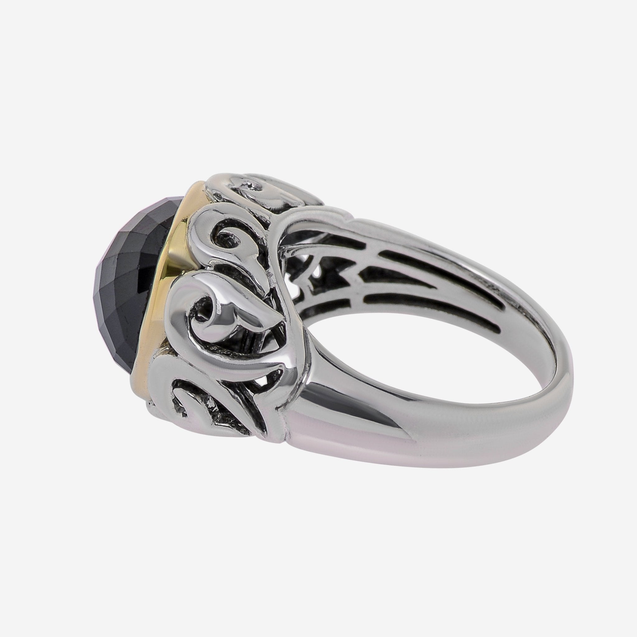 Charles Krypell Sterling Silver and 18K Yellow Gold, Black Spinel Band Ring 3 - 6628 - SSPNL - THE SOLIST - Charles Krypell