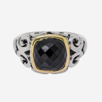 Charles Krypell Sterling Silver and 18K Yellow Gold, Black Spinel Band Ring 3 - 6628 - SSPNL - THE SOLIST - Charles Krypell