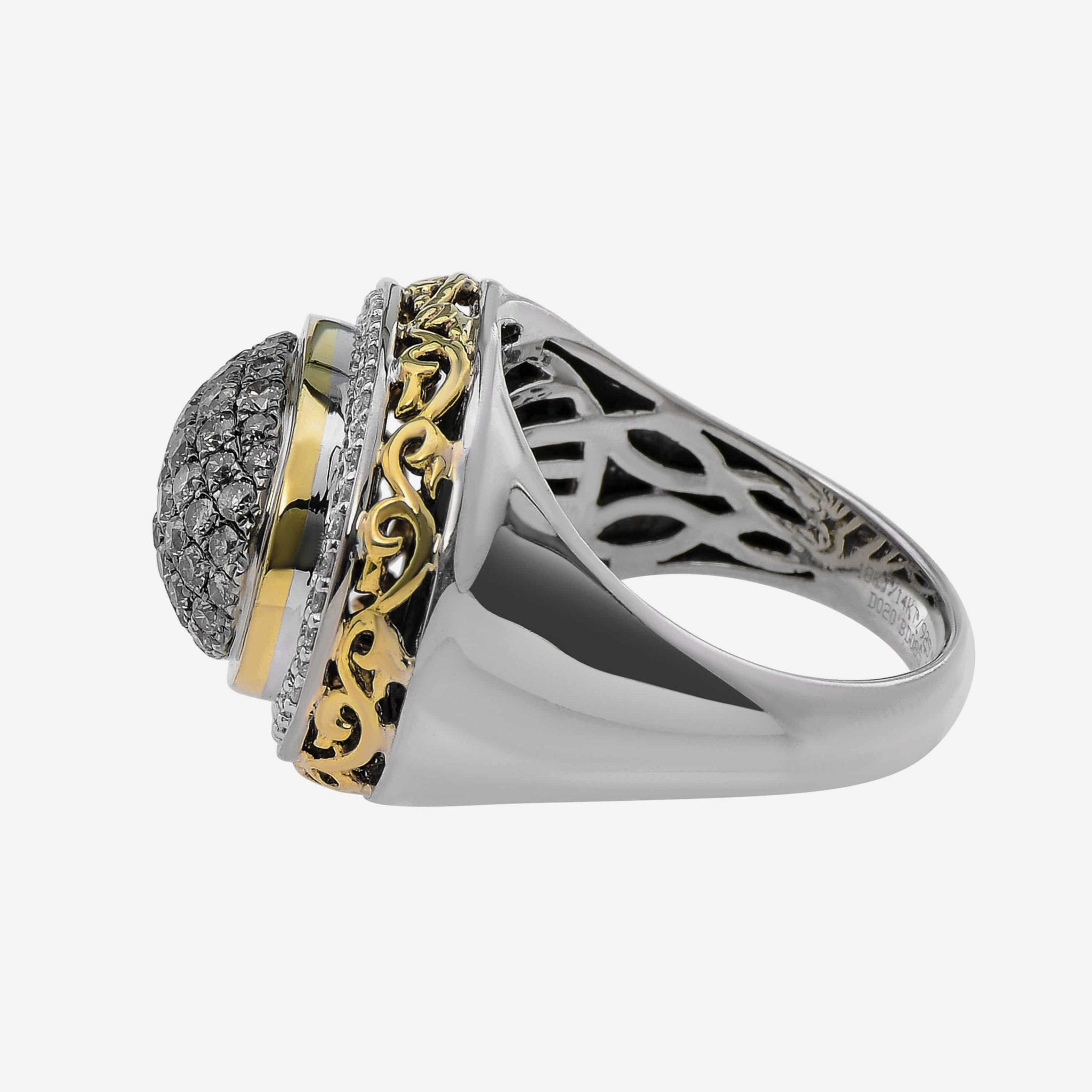 Charles Krypell Sterling Silver and 18K Yellow Gold, Brown and White Diamond 1.05ct. tw. Statement Ring Sz. 6.5 3 - 6425 - SBLKP - THE SOLIST - Charles Krypell