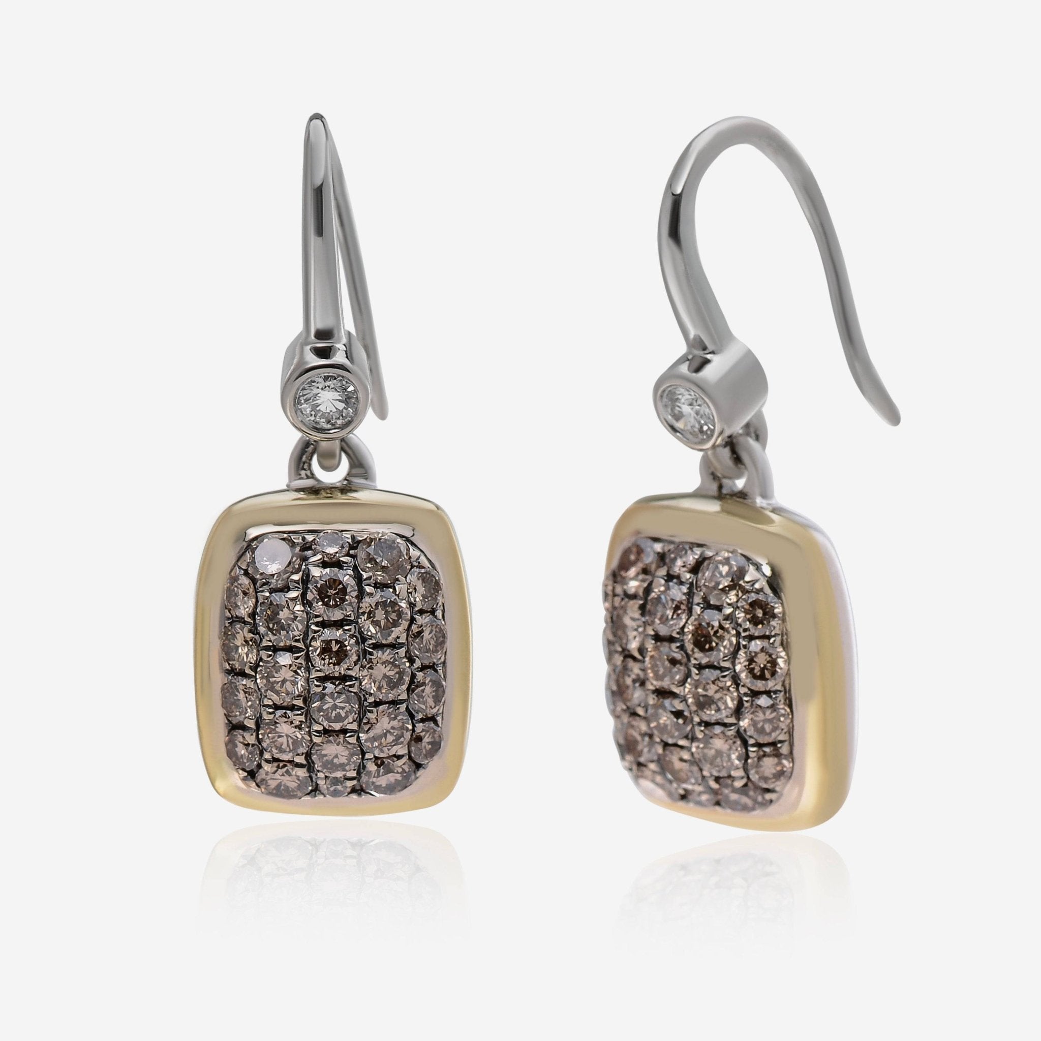 Charles Krypell Sterling Silver and 18K Yellow Gold, Brown Diamond 1.20ct. tw. and White Diamond Drop Earrings 1 - 6507 - SBRP - THE SOLIST - Charles Krypell