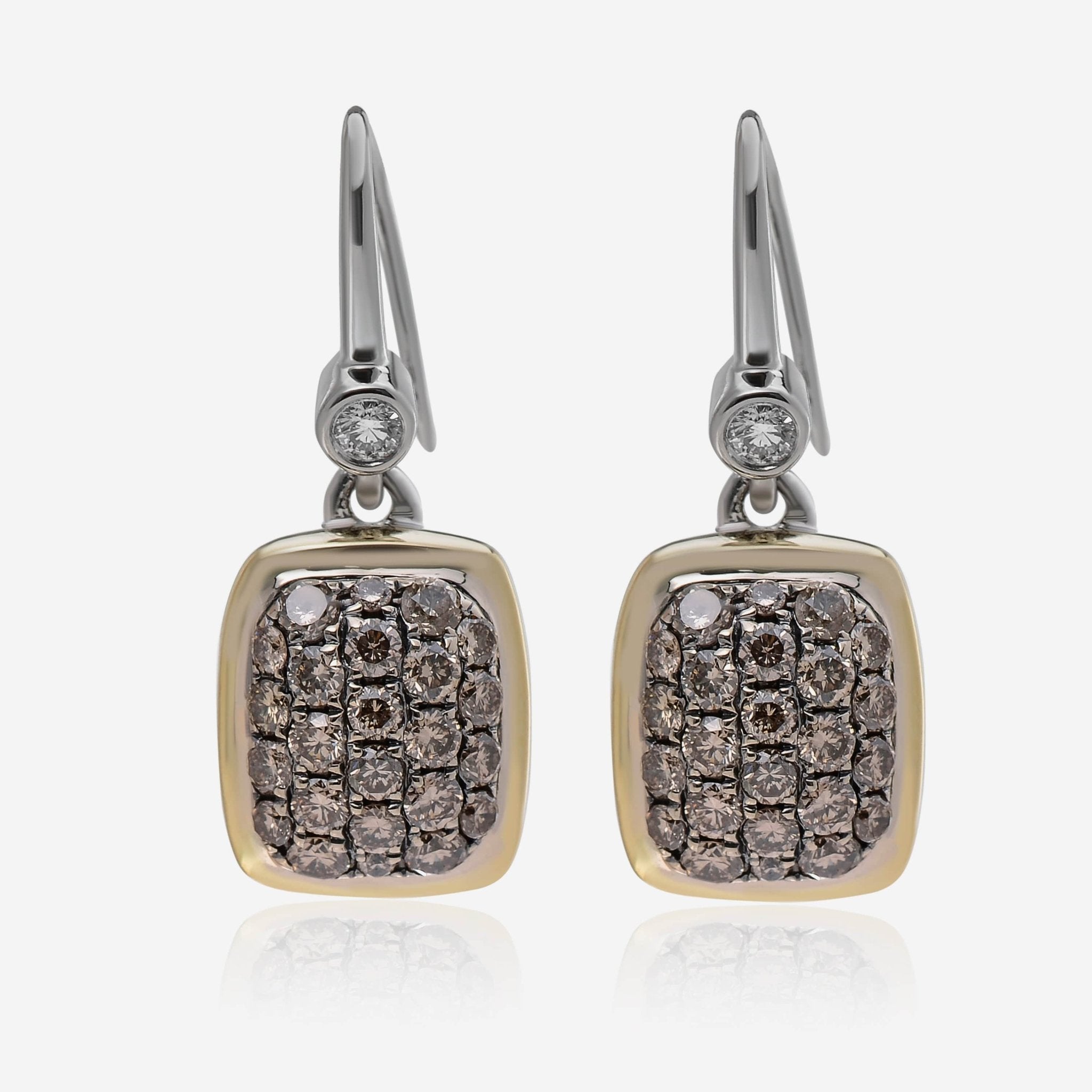 Charles Krypell Sterling Silver and 18K Yellow Gold, Brown Diamond 1.20ct. tw. and White Diamond Drop Earrings 1 - 6507 - SBRP - THE SOLIST - Charles Krypell