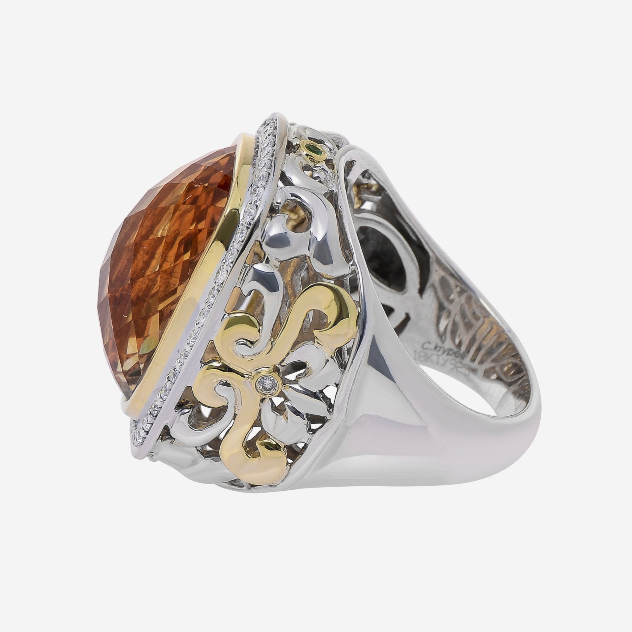 Charles Krypell Sterling Silver and 18k Yellow Gold, Citrine and Diamond 0.40ct. tw. Ring Sz. 6.75 3 - 6512 - SCD - THE SOLIST - Charles Krypell