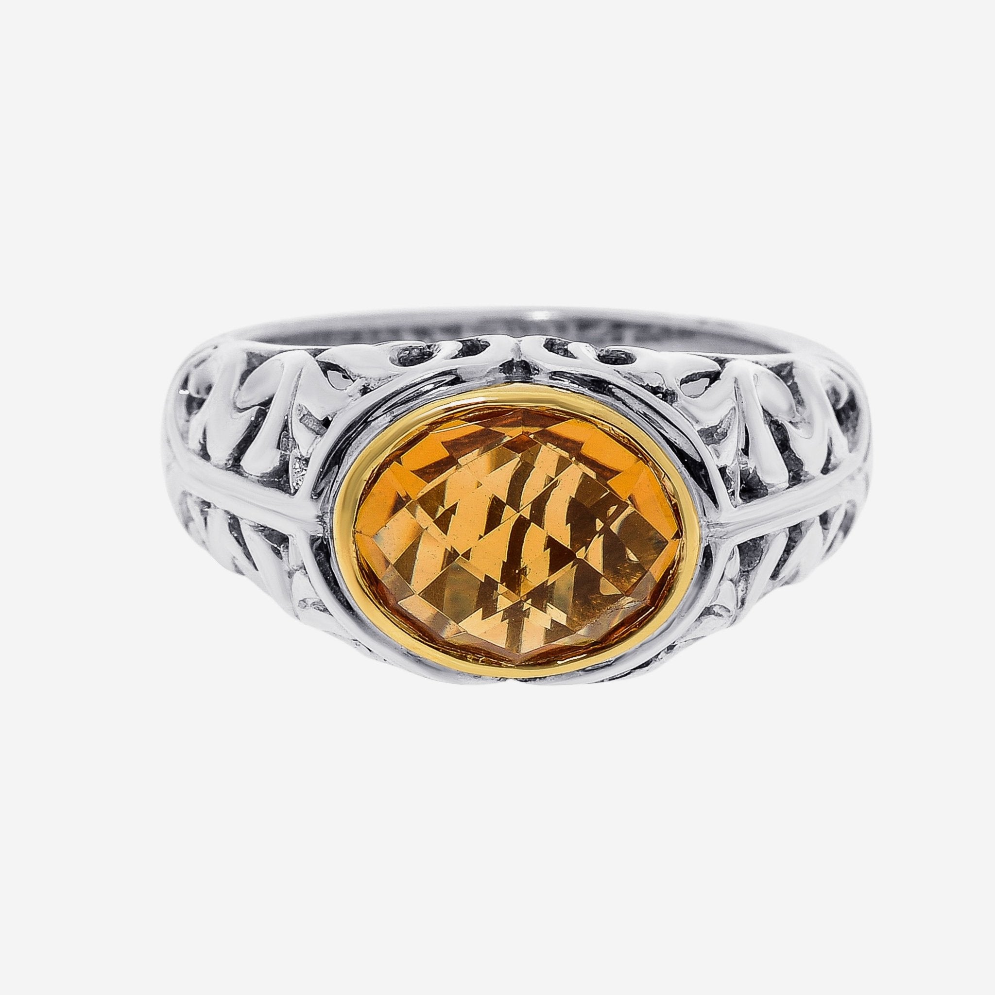 Charles Krypell Sterling Silver and 18K Yellow Gold, Citrine Band Ring Sz. 6.75 3 - 6619 - SC - THE SOLIST - Charles Krypell