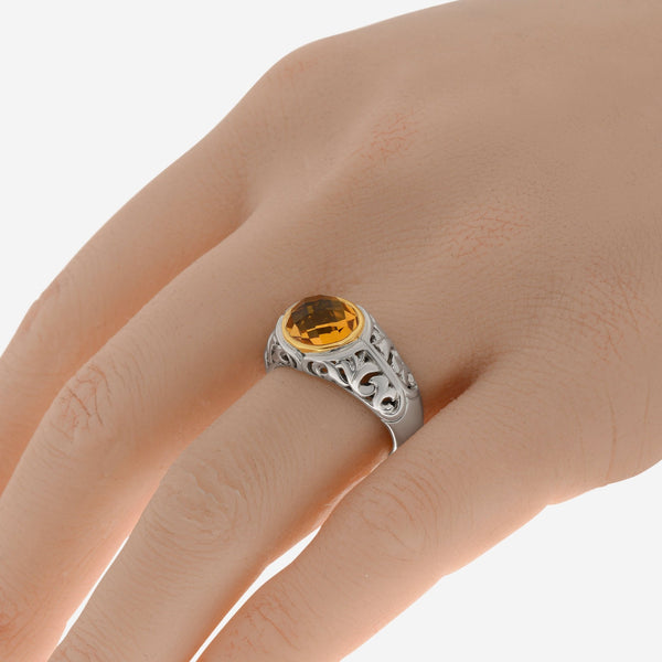 Charles Krypell Sterling Silver and 18K Yellow Gold, Citrine Band Ring Sz. 6.75 3 - 6619 - SC - THE SOLIST - Charles Krypell