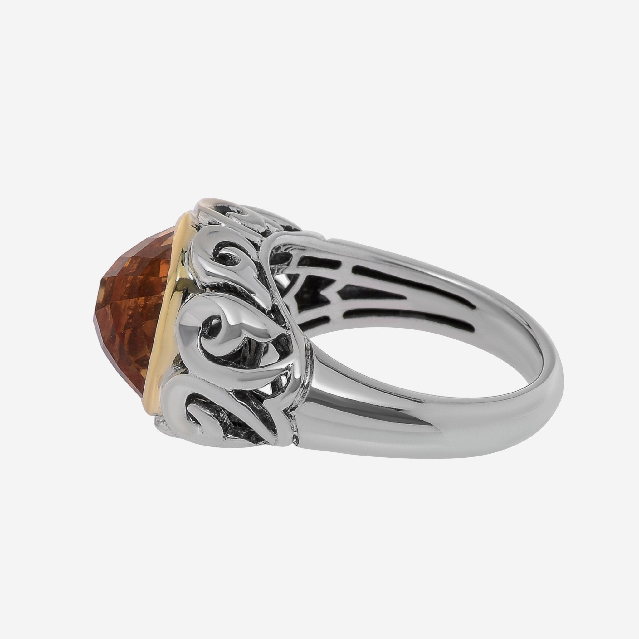 Charles Krypell Sterling Silver and 18K Yellow Gold, Orange Citrine Band Ring Sz. 6.75 3 - 6628 - SC - THE SOLIST - Charles Krypell