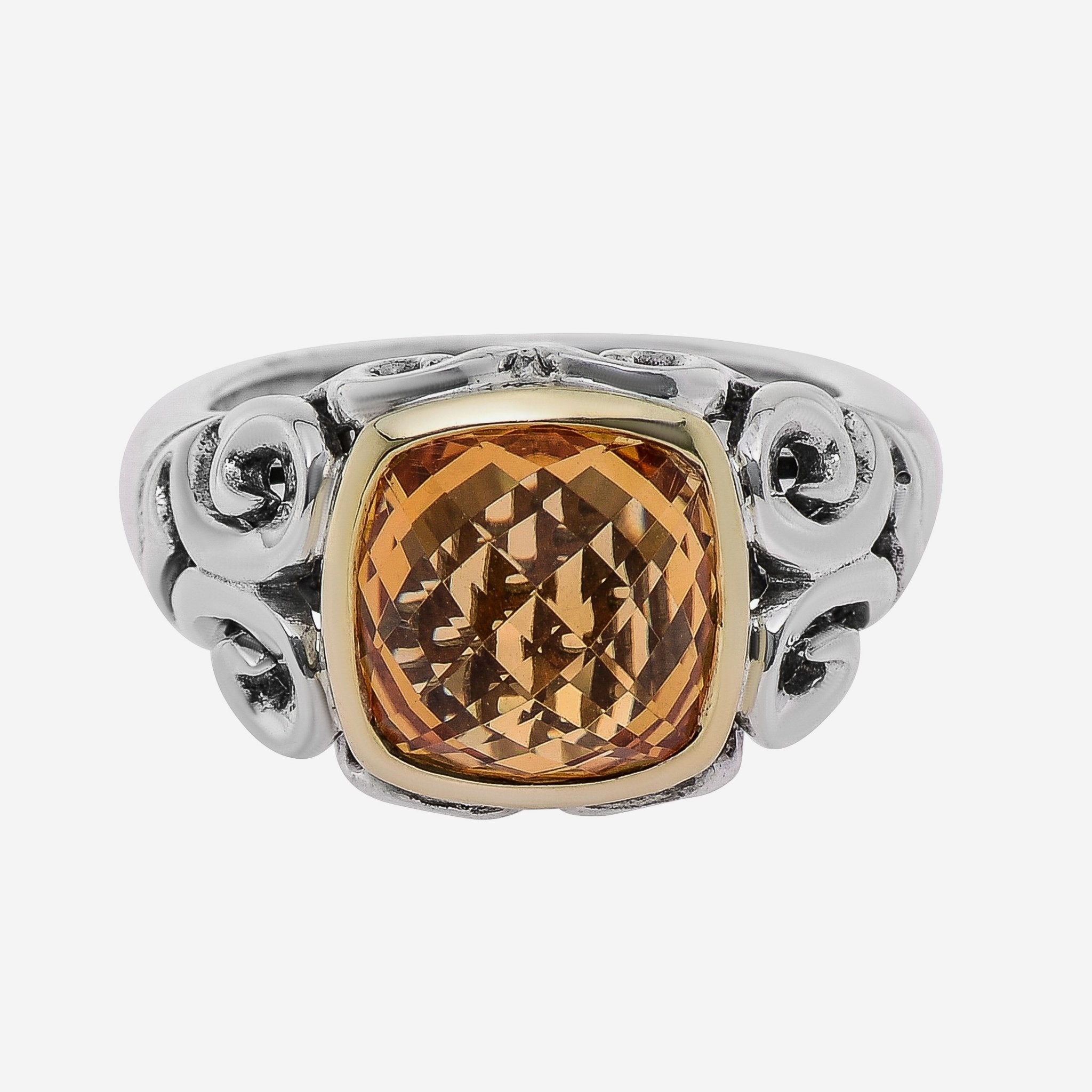 Charles Krypell Sterling Silver and 18K Yellow Gold, Orange Citrine Band Ring Sz. 6.75 3 - 6628 - SC - THE SOLIST - Charles Krypell