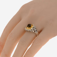 Charles Krypell Sterling Silver and 18K Yellow Gold, Orange Citrine Band Ring Sz. 6.75 3 - 6628 - SC - THE SOLIST - Charles Krypell