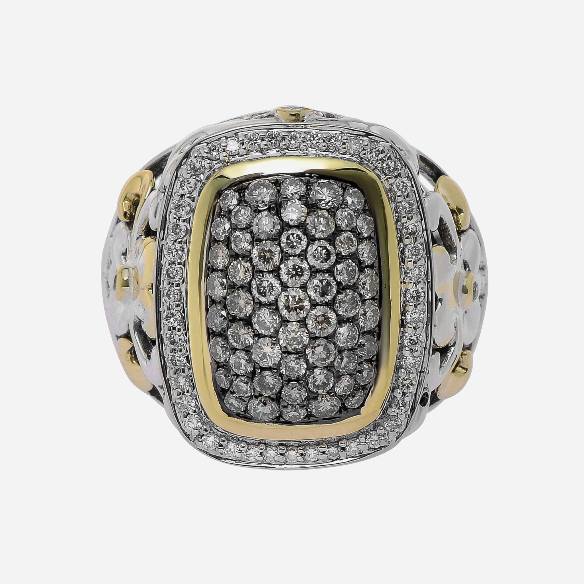 Charles Krypell Sterling Silver and 18K Yellow Gold, White and Brown Diamond 1.20ct. tw. Statement Ring Sz. 6.5 3 - 6442 - SBRP - THE SOLIST - Charles Krypell