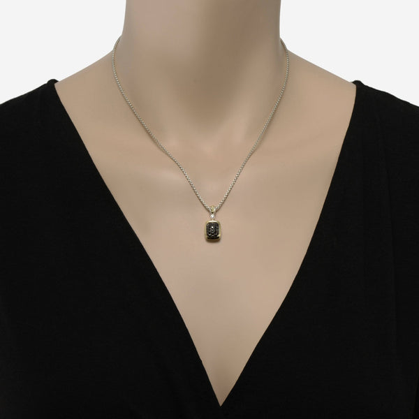 Charles Krypell Sterling Silver and 18K Yellow Gold, White Diamond and Black Diamond 0.60ct. tw. Pendant Necklace 4 - 6507 - sblkp - THE SOLIST - Charles Krypell