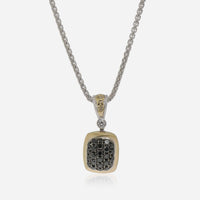 Charles Krypell Sterling Silver and 18K Yellow Gold, White Diamond and Black Diamond 0.60ct. tw. Pendant Necklace 4 - 6507 - sblkp - THE SOLIST - Charles Krypell