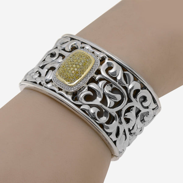 Charles Krypell Sterling Silver and Gold, 1.80ct. tw. White and Yellow Diamond Cuff Bracelet 5 - 6652 - SYLP - THE SOLIST - Charles Krypell