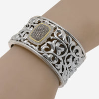 Charles Krypell Sterling Silver and Gold, Brown and White Diamond Cuff Bracelet 5 - 6652 - SBRP - THE SOLIST - Charles Krypell