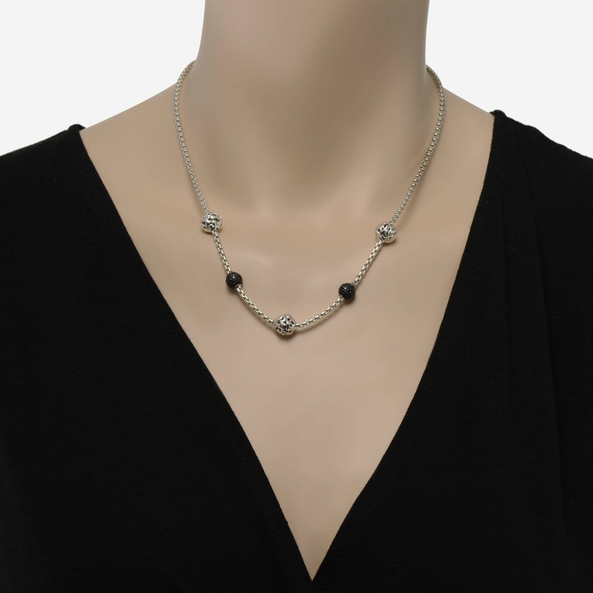 Charles Krypell Sterling Silver, Black Sapphire 1.75ct. tw. Collar Necklace 4 - 6873 - SBS - THE SOLIST - Charles Krypell