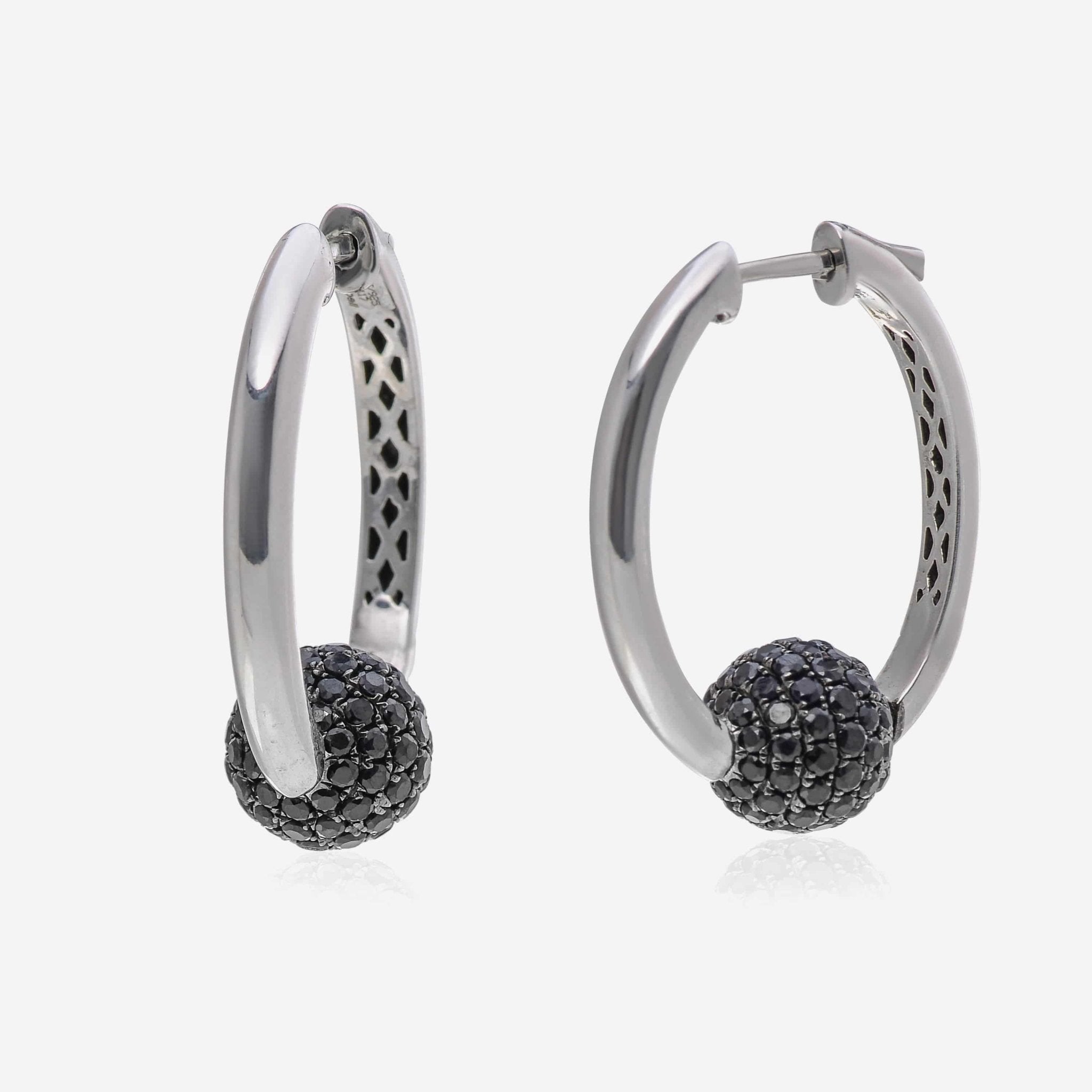 Charles Krypell Sterling Silver, Black Sapphire 3.61ct. tw. Huggie Earrings 1 - 6876 - SBS - THE SOLIST - Charles Krypell