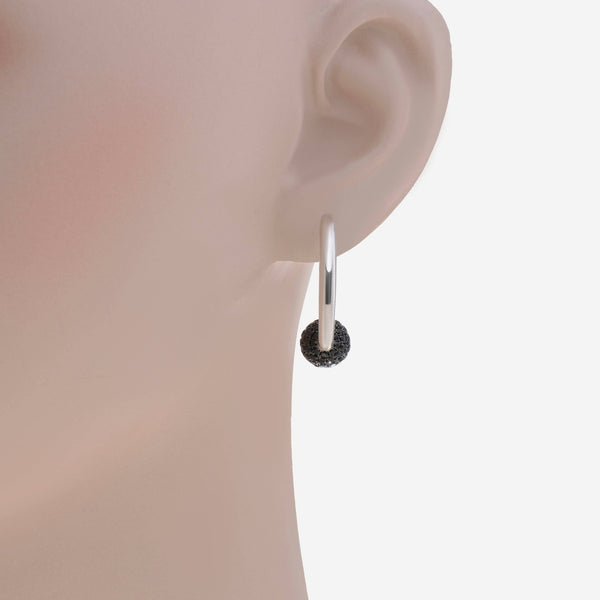 Charles Krypell Sterling Silver, Black Sapphire 3.61ct. tw. Huggie Earrings 1 - 6876 - SBS - THE SOLIST - Charles Krypell