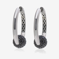 Charles Krypell Sterling Silver, Black Sapphire 3.61ct. tw. Huggie Earrings 1 - 6876 - SBS - THE SOLIST - Charles Krypell