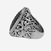 Charles Krypell Sterling Silver, White Sapphire and Black Sapphire 1.15ct. tw. Statement Ring 3 - 6809 - SBSWS - THE SOLIST - Charles Krypell