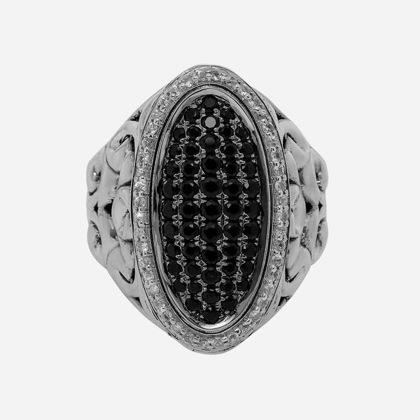 Charles Krypell Sterling Silver, White Sapphire and Black Sapphire 1.15ct. tw. Statement Ring 3 - 6809 - SBSWS - THE SOLIST - Charles Krypell