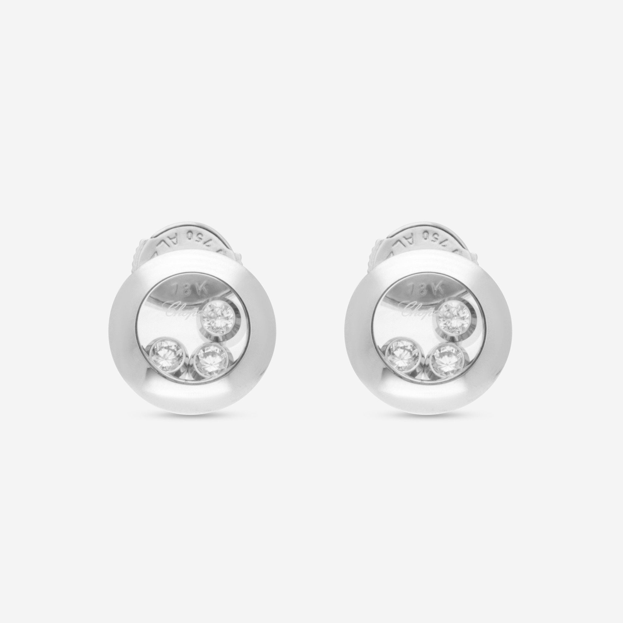 Chopard Happy Curves 18K White Gold Diamond Stud Earrings 839562 - 1001 - THE SOLIST - Chopard