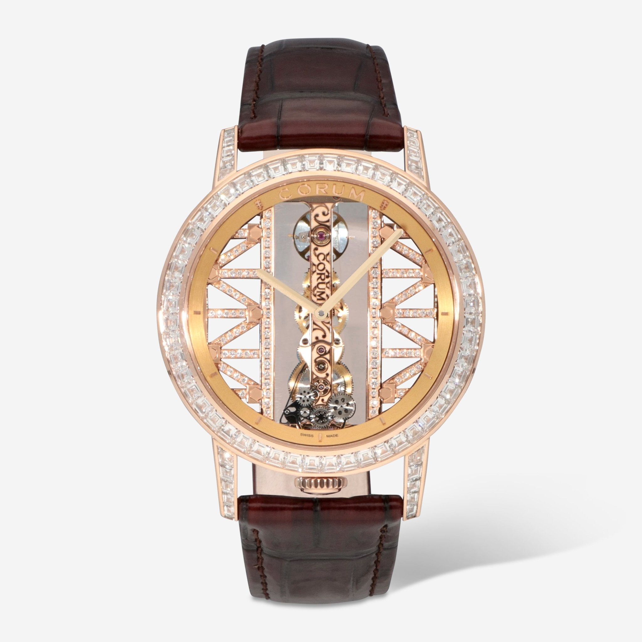 Corum Golden Bridge 43 Baguette 18K Rose Gold Manual Wind Men's Watch B113/03252 - THE SOLIST - Corum