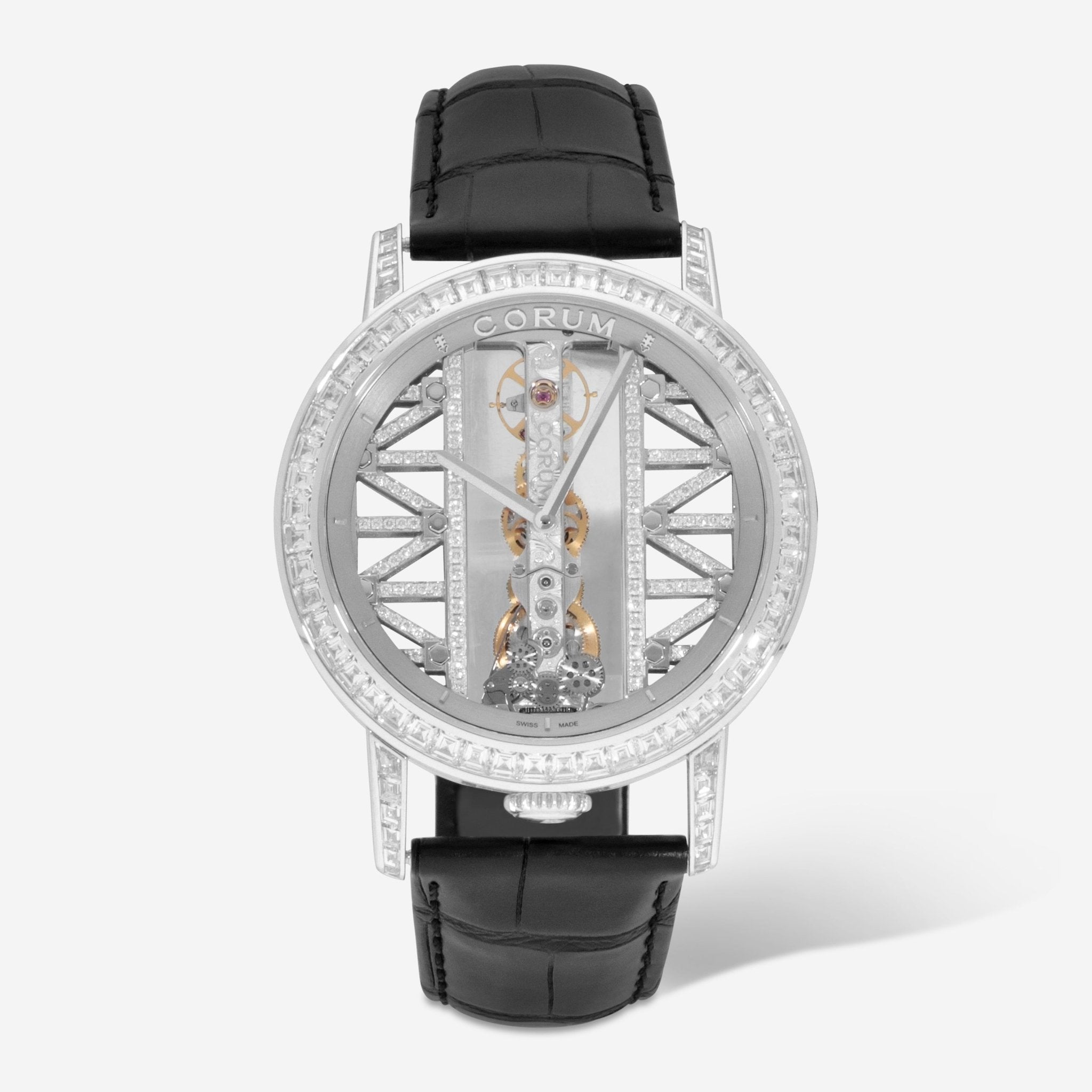 Corum Golden Bridge 43 Baguette 18K White Gold Manual Wind Men's Watch B113/03253 - THE SOLIST - Corum