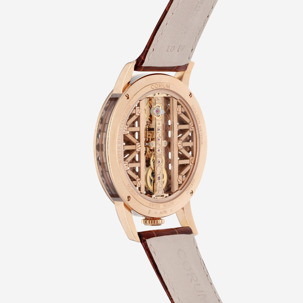 Corum Golden Bridge Round 43mm 18K Rose Gold Manual Wind Men's Watch B113/03090 - THE SOLIST - Corum