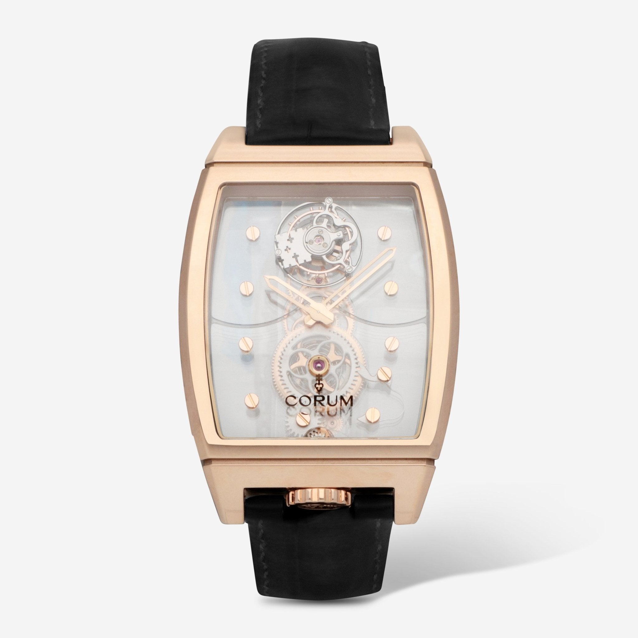 Corum Golden Bridge Tourbillon Panoramique 18K Rose Gold Manual Wind Men's Watch B100/01146 - THE SOLIST - Corum